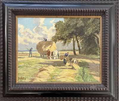 Ugo Catti Palermo XX sec La raccolta del grano - Ugo Catti Palermo XX sec La raccolta del grano 