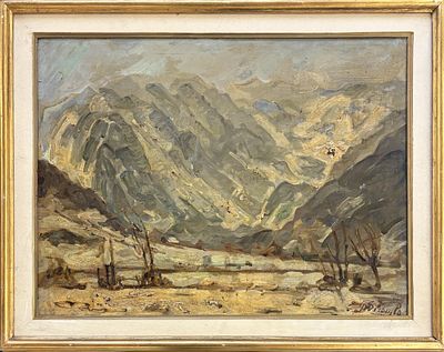 Giovanni Sirombo Milano 1885 - 1954 Paesaggio montano innevato - Giovanni Sirombo Milano 1885 - 