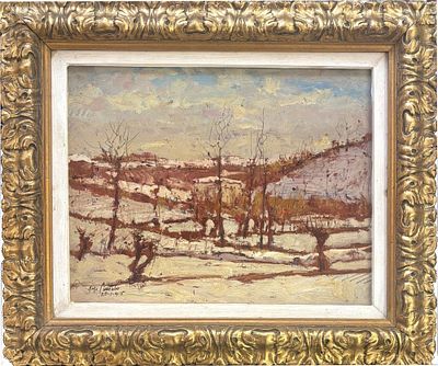 Gigi Cuniolo Tortona (AL) 1903 - Tortona (AL) 1976 Paesaggio collinare innevato - Gigi Cuniolo 