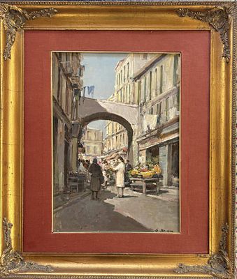 Salvatore Maresca Attivo a Napoli tra il XIX e il XX secolo Giorno di mercato - Salvatore Maresca 