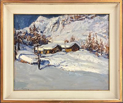 Felice Vellan Torino 1889 – 1976 Paesaggio alpino innevato - Felice Vellan Torino 1889 – 1976 