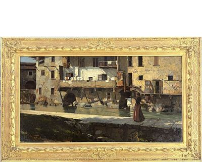Cesare Viazzi Alessandria 1857 - Predosa 1943 Lungo il fiume - Cesare Viazzi Alessandria 1857 - 