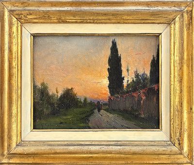 Giovanni Colmo Torino 1867 – 1947 Paesaggio al tramonto - Giovanni Colmo Torino 1867 – 1947 