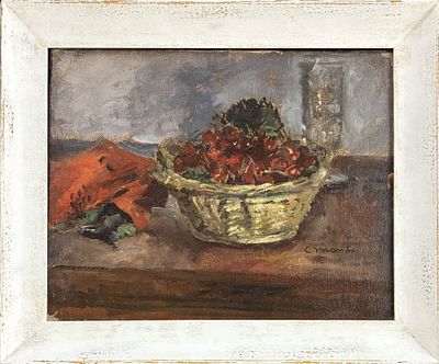 Cesare Monti Brescia 1891 - Bellano 1959 La cesta delle ciliegie - Cesare Monti Brescia 1891 - 