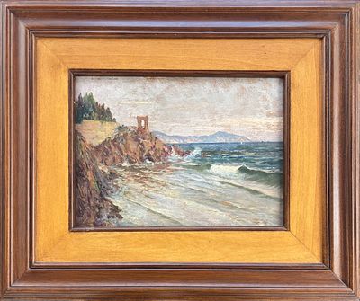 Anonimo del XIX/XX secolo Italia del nord XIX/XX secolo Monte di Portofino e torre di Gropallo - An 