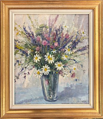Carlo Musso Torino 1907 – 1968 Vaso di fiori Olio su tela cm 50x60 firmato in basso a dx - Carlo 