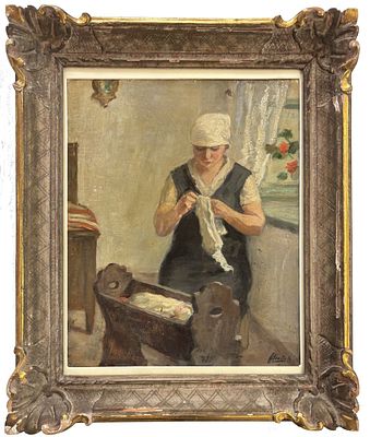 Ferruccio Scattola, Venezia 1873- Roma 1950, Al Rammendo - Ferru 