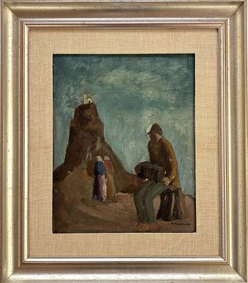 PIETRO MORANDO ALESSANDRIA 1889 - 1980 Suonatore di fisarmonica - PIETRO MORANDO ALESSANDRIA 1889 