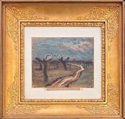 CINO BOZZETTI LECCE 1876 - BORGORATTO (AL) 1949 Strada nella campagna di Borgoratto al tramonto - C 