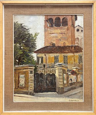 EMANUELE RAMBALDI PIEVE DI TECO (IM) 1903 - SAVONA 1968 Chiavari, la Torre - EMANUELE RAMBALDI 