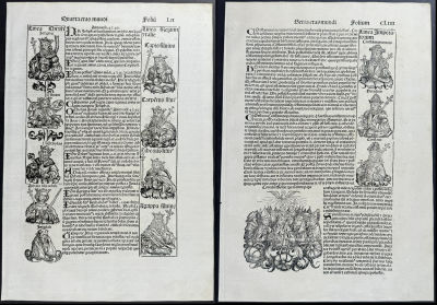 Schedel, pub. 1493 - 10 Pages of Historical or Religious People & Town Views. This important and 