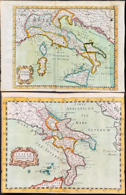 Duval - Pair of Maps of Italy. This fascinating map is from Pierre Duval. It was part of a 