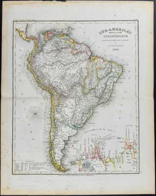 Meyer - Map of South America. This fine map engraving is from Joseph Meyer's Zeitungs-Atlas f&uuml;r 