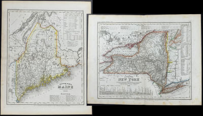 Meyer - 3 Maps of New Hampshire, Maine, & New York. This fine map engraving is from Joseph 