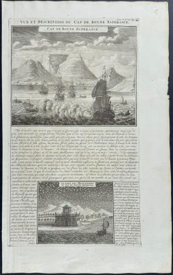 Chatelain - View of Cape of Good Hope, South Africa. Henri Abraham Chatelain's Atlas Historique 
