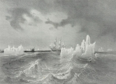 Vaillant - Boats & Glaciers at Cape Horn (Iles et Bancs de Glace, Cap Horn). 14. This fine folio 