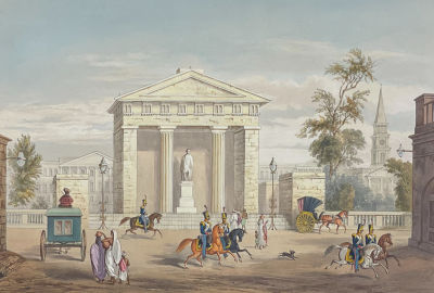 D'Oyly (Calcutta, India) - Statue of the Marquis of Hastings in Tank Square. This rare, large 