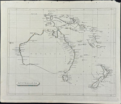 Arrowsmith & Lewis - Map of Australia, New Zealand, New Guinea (Australasia). This engraved map 