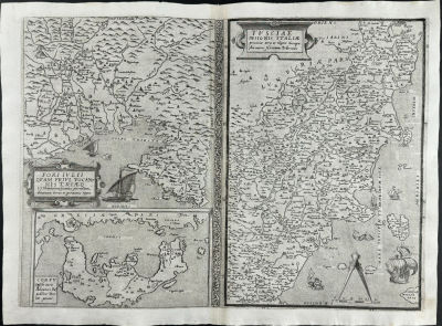 De Jode, Rare, pub. 1593 - Regional Maps of Italy (Fori Iuli/ Corfu/ Tusciae Insignis Italiae 