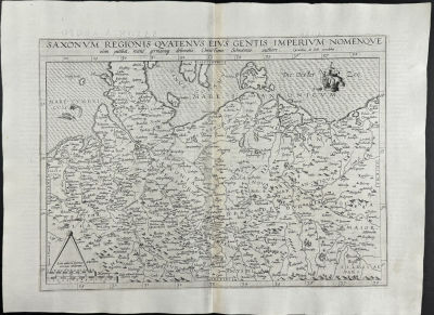 De Jode, Rare, pub. 1593 - Map of Saxony, northern Germany from Westfalia to Poland (Saxonum 