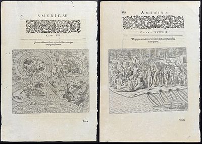 De Bry - 4 Engravings of Scenes in Brazil. Included in this lot: Brazil - Their ceremonies for 
