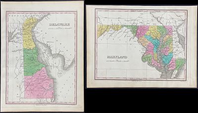 Finley - Pair of Maps of Maryland & Delaware. This hand-colored map is from Anthony Finley's A 