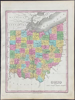 Finley - Map of Ohio. This hand-colored map is from Anthony Finley's A New General Atlas 