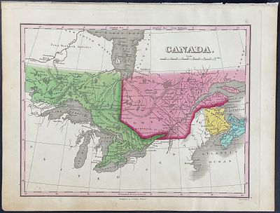 Finley - Map of Canada. This hand-colored map is from Anthony Finley's A New General Atlas 