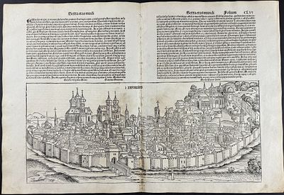 Schedel, pub. 1493 - View of Erfurt or Erfordia, Germany & Religious & Historic People. This 