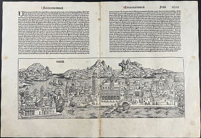 Schedel, pub. 1493 - View of Venice, Italy. This important and historic engraving is from 