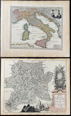 Kohler & Weigel - 4 Maps of Italy & Sardinia. Included in this lot: Plan of Rome, Italy Map of 