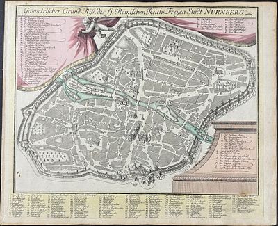 Kohler & Weigel - Plan of Nuremberg, Germany. This originally hand-colored engraving is from 