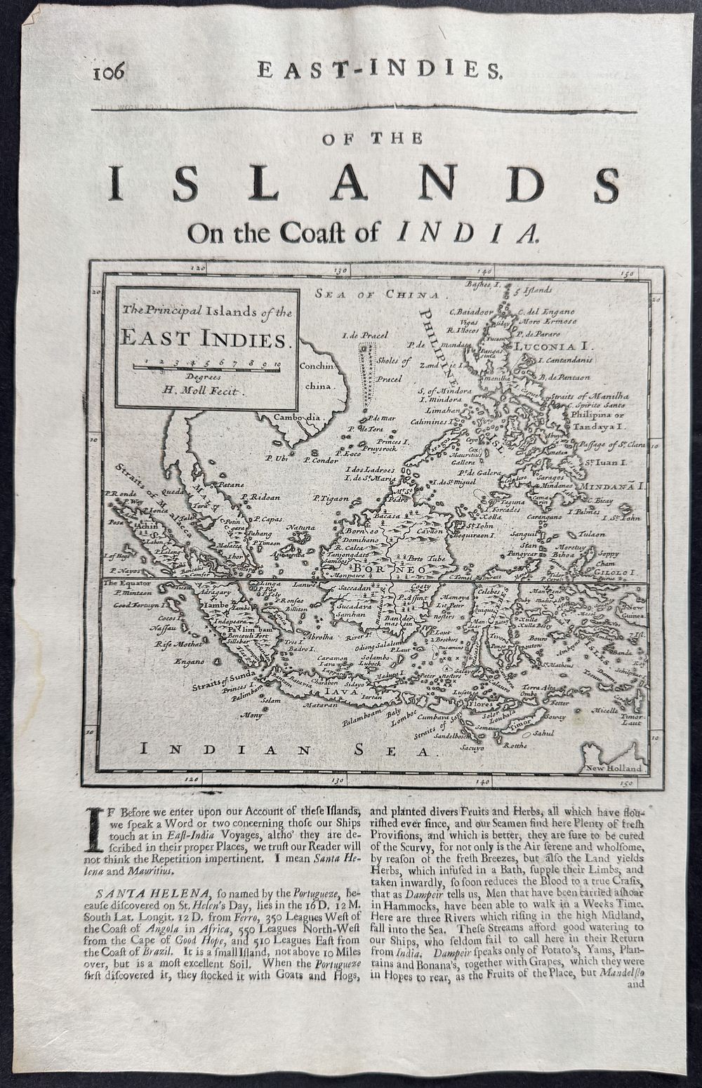 Moll - Map of the East Indies or the Islands on the Coast of India. This engraved map is from 