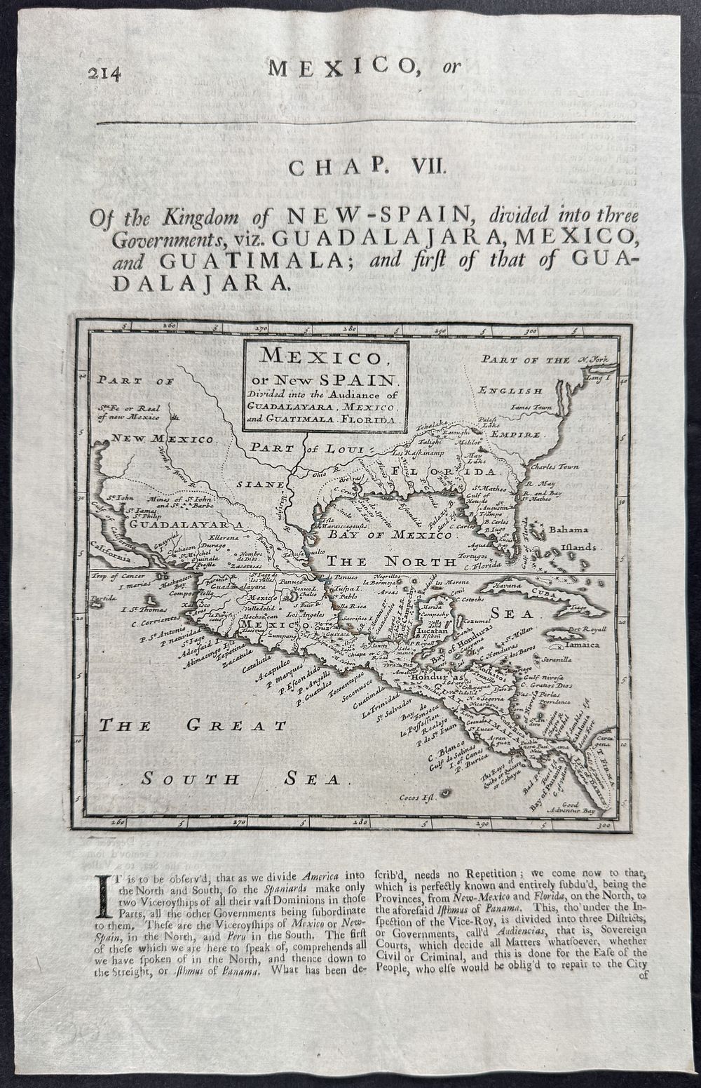 Moll - Map of Mexico or New Spain (with Mexico, Florida, part of Louisiana, now Texas, and 