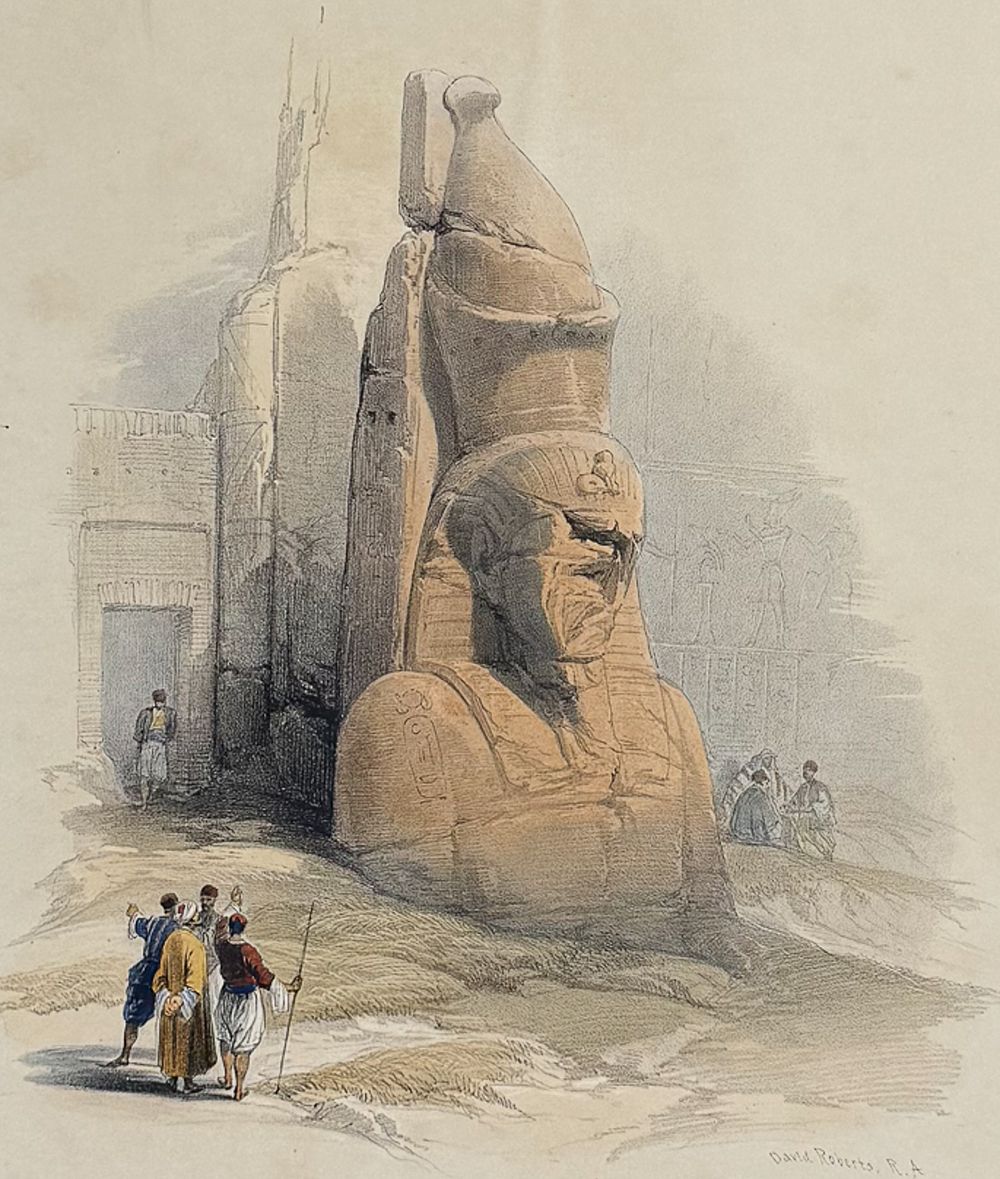 David Roberts, Royal Sub. Ed. - One of Two Colossal Statues of Rameses II, Entrance to The 