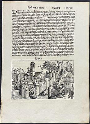 Schedel, pub. 1493 - View of Pavia, Italy & Religious & Historic People. This important and