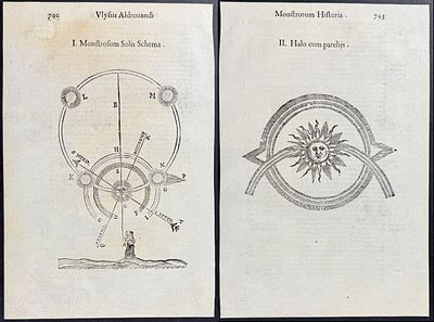 Aldrovandi - 6 Pages of Scientific Phenomena. This extraordinarily rare, first edition, folio