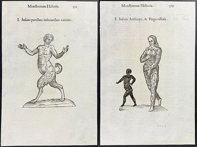 Aldrovandi - 7 Pages with Human Deformities or Monstrosities. This extraordinarily rare, first