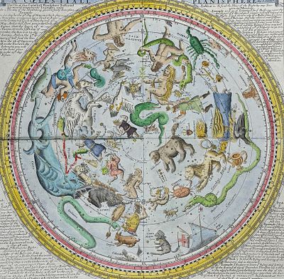 Seller & Senex - Celestial Chart - A Coelestiall Planisphere (Seller, c. 1675). This remarkable