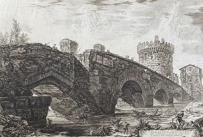 Piranesi - The Ponte Lucano (Bridge), with the Tomb of the Plautii. This extraordinary large