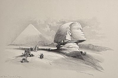 David Roberts - Side View of the Great Sphinx. David Roberts' most famous work, The Holy Land