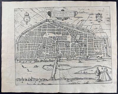Braun & Hogenberg, pub. 1575 - View of Orleans, France. This extraordinary engraving is from