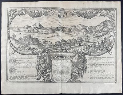 Braun & Hogenberg, pub. 1575 - View of Pozzuoli, Italy. This extraordinary engraving is from