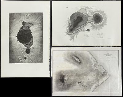 Wilkes - 4 Engravings of Craters in Hawaii or Sandwich Islands. Included in this lot: Crater on