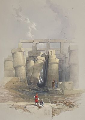 David Roberts,, Royal Sub. Ed. - Part of the Hall of Columns at Karnak, seen from without. David