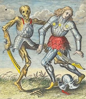 Merian , pub. 1649 - Dance of Death. 69. This rare and early engraving is from Matthäus Merian's