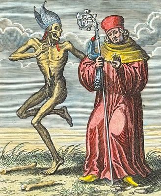 Merian , pub. 1649 - Dance of Death. 67. This rare and early engraving is from Matthäus Merian's