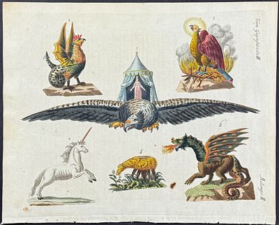 Bertuch - Mythical Animals (Unicorn, Dragon, etc). This attractive originally hand-colored