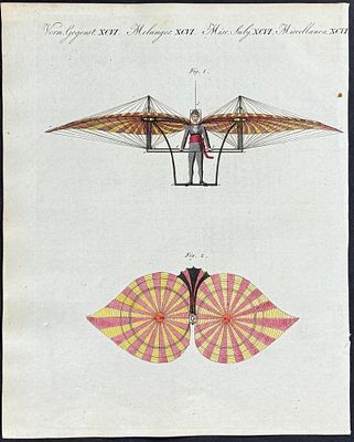 Bertuch - Flying Machine. This attractive originally hand-colored engraving is from Friedrich