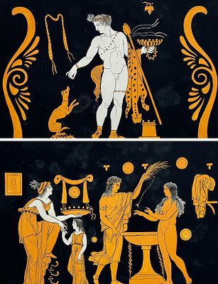 Hamilton - 6 Engravings of a Painting from a Grecian Vase. This hand-colored engraving is from